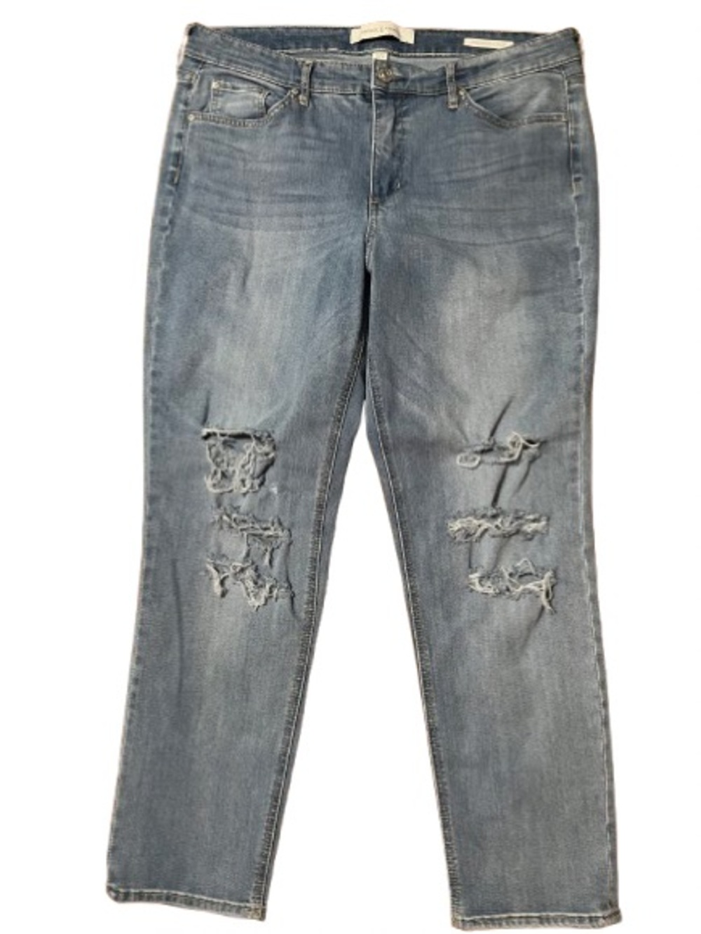 Vintage America Weekend Crop Women's Distressed Blue Jeans Size 32